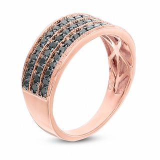 0.45 CT. T.W. Black Diamond Three Row Band in 10K Rose Gold|Peoples Jewellers