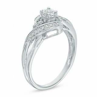 0.15 CT. T.W. Diamond Swirl Bypass Promise Ring in 10K White Gold|Peoples Jewellers