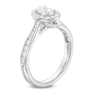 1.00 CT. T.W. Canadian Certified Oval Diamond Frame Engagement Ring in 14K White Gold (I/SI2)|Peoples Jewellers
