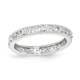 Stackable Expressions™ White Topaz Filigree Eternity Band in Sterling Silver|Peoples Jewellers