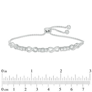 0.30 CT. T.W. Diamond Alternating Infinity Station Bolo Bracelet in Sterling Silver - 9.5"|Peoples Jewellers