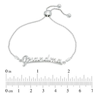 0.09 CT. T.W. Diamond "Grandma" Bolo Bracelet in Sterling Silver - 9.5"|Peoples Jewellers
