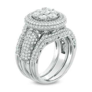 2.45 CT. T.W. Composite Diamond Frame Multi-Row Bridal Set in 10K White Gold|Peoples Jewellers