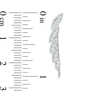 0.18 CT. T.W. Diamond Leaf Crawler Earrings in Sterling Silver|Peoples Jewellers