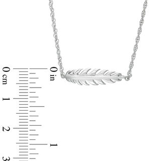 Sideways Feather Necklace in 10K White Gold|Peoples Jewellers