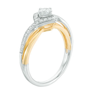 0.50 CT. T.W. Diamond Tilted Square Bypass Frame Engagement Ring in 10K Two-Tone Gold|Peoples Jewellers
