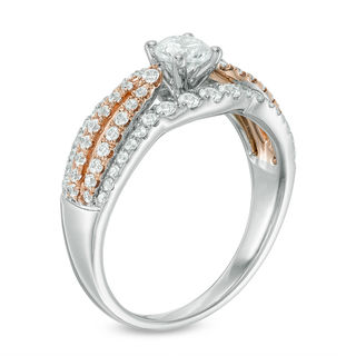 0.95 CT. T.W. Diamond Multi-Row Split Shank Comfort Fit Engagement Ring in 14K Two-Tone Gold|Peoples Jewellers