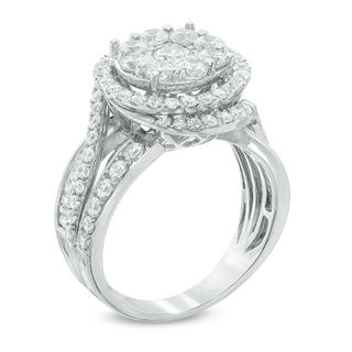 2.00 CT. T.W. Composite Diamond Frame Split Shank Engagement Ring in 14K White Gold|Peoples Jewellers