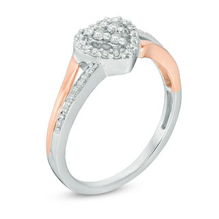 0.18 CT. T.W. Diamond Heart Frame Promise Ring in Sterling Silver and 10K Rose Gold|Peoples Jewellers