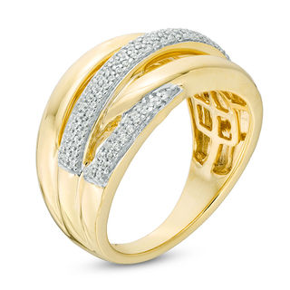 0.37 CT. T.W. Diamond Layered Crossover Split Shank Ring in 10K Gold|Peoples Jewellers