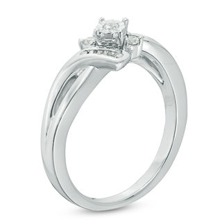 0.15 CT. T.W. Diamond Three Stone Bypass Promise Ring in Sterling Silver|Peoples Jewellers