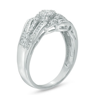 0.45 CT T.W. Diamond Three Row Bypass Ring in 10K White Gold|Peoples Jewellers