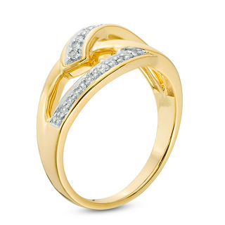 0.18 CT. T.W. Diamond Split Shank Layered Crossover Ring in 10K Gold|Peoples Jewellers