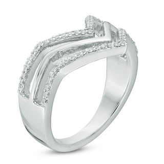 0.18 CT. T.W. Diamond Triple Row Chevron Band in Sterling Silver|Peoples Jewellers