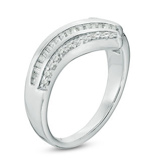 0.37 CT. T.W. Diamond Triple Row Chevron Ring in 10K White Gold|Peoples Jewellers