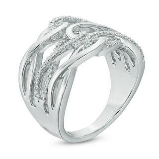 0.23 CT. T.W. Diamond Interlocking Loops Ring in Sterling Silver|Peoples Jewellers