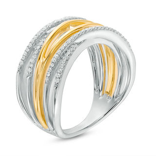 0.18 CT. T.W. Diamond Layered Crossover Ring in Sterling Silver and 10K Gold|Peoples Jewellers