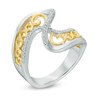 0.15 CT. T.W. Diamond Open Wave Ring in Sterling Silver and 10K Gold|Peoples Jewellers