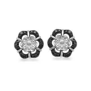 0.13 CT. T.W. Enhanced Black and White Diamond Stud Earrings Set in Sterling Silver|Peoples Jewellers