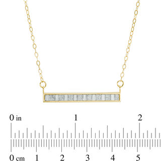 Italian Gold Glitter Enamel Striped Sideways Bar Necklace in 14K Gold|Peoples Jewellers