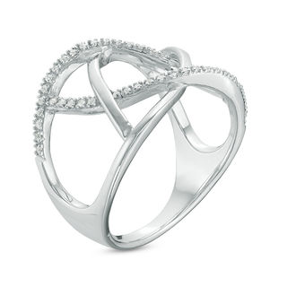 0.09 CT. T.W. Diamond Open Crossover Ring in Sterling Silver|Peoples Jewellers