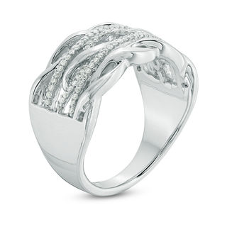 0.15 CT. T.W. Diamond Braided Triple Row Ring in Sterling Silver|Peoples Jewellers