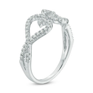 0.30 CT. T.W. Diamond Double Heart Ring in 10K White Gold|Peoples Jewellers