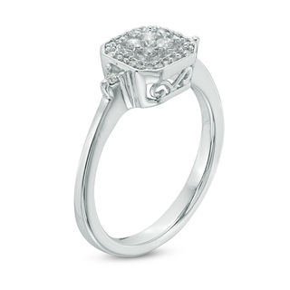 0.11 CT. T.W. Quad Diamond Octagonal Frame Promise Ring in Sterling Silver|Peoples Jewellers