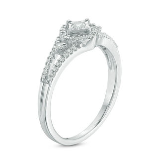 0.23 CT. T.W. Diamond Tilted Cushion Frame Promise Ring in Sterling Silver|Peoples Jewellers