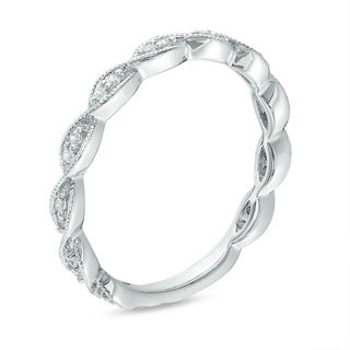 0.12 CT. T.W. Diamond Twist Vintage-Style Eternity Band in 10K White Gold|Peoples Jewellers