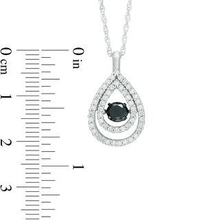 Unstoppable Love™ 0.70 CT. T.W. Enhanced Black and White Diamond Double Teardrop Pendant in 10K White Gold|Peoples Jewellers
