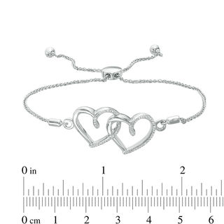 Diamond Accent Interlocking Hearts Bolo Bracelet in Sterling Silver - 8.0"|Peoples Jewellers