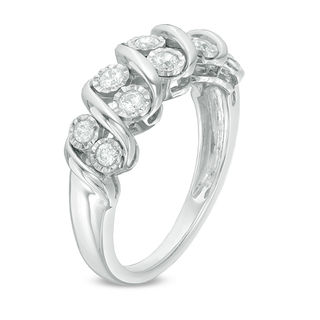 0.33 CT. T.W. Diamond Double Row "S" Anniversary Band in 10K White Gold|Peoples Jewellers