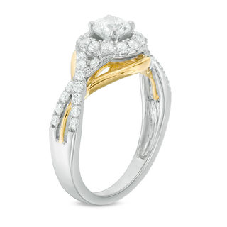 1.00 CT. T.W. Diamond Frame Twist Engagement Ring in 14K Two-Tone Gold|Peoples Jewellers