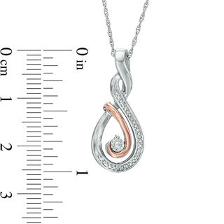 Diamond Accent Twist Pendant in Sterling Silver and 10K Rose Gold|Peoples Jewellers