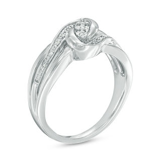 Diamond Accent Three Stone Bypass Ring in Sterling Silver|Peoples Jewellers