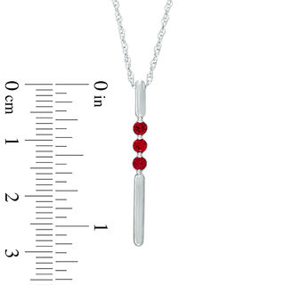 Lab-Created Ruby Linear Three Stone Bar Pendant in Sterling Silver|Peoples Jewellers