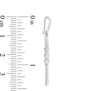 Lab-Created White Sapphire Three Stone Bar Drop Earrings in Sterling Silver|Peoples Jewellers