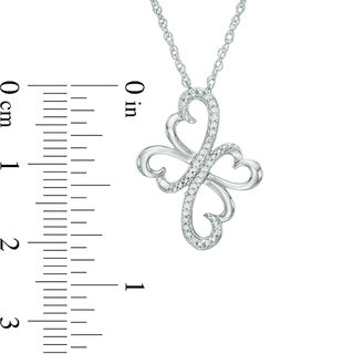 0.07 CT. T.W. Diamond Heart Cross Pendant in Sterling Silver|Peoples Jewellers