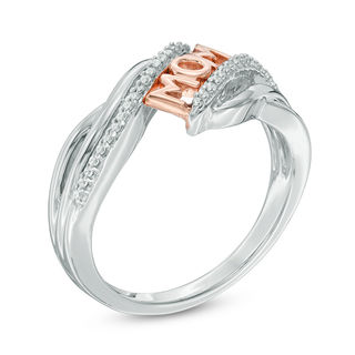 0.09 CT. T.W. Diamond "MOM" Bypass Ring in Sterling Silver and 10K Rose Gold|Peoples Jewellers