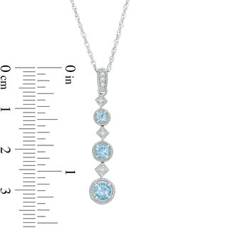 Blue Topaz and Diamond Accent Graduating Three Stone Vintage-Style Pendant in 10K White Gold|Peoples Jewellers