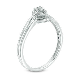 0.04 CT. T.W. Diamond Pear-Shaped Frame Promise Ring in Sterling Silver|Peoples Jewellers