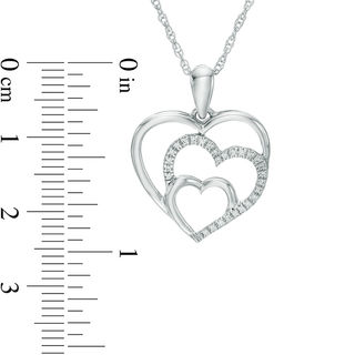 Diamond Accent Triple Heart Pendant in Sterling Silver|Peoples Jewellers