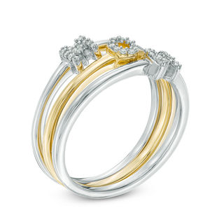 Diamond Accent "MOM" Three Piece Stackable Ring Set in Sterling Silver and 10K Gold|Peoples Jewellers