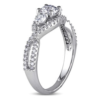 0.99 CT. T.W. Diamond Three Stone Twist Engagement Ring in 14K White Gold|Peoples Jewellers