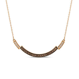 Le Vian Chocolate Diamonds® 0.35 CT. T.W. Diamond Curved Bar Necklace in 14K Strawberry Gold™|Peoples Jewellers