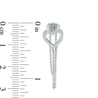 0.15 CT. T.W. Diamond Heart Chain Loop Drop Earrings in Sterling Silver|Peoples Jewellers