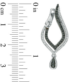 0.45 CT. T.W. Enhanced Black and White Diamond Flame Twist Drop Earrings in 10K White Gold|Peoples Jewellers