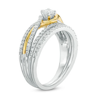 0.45 CT. T.W. Diamond Bypass Split Shank Bridal Set in 10K Two-Tone Gold|Peoples Jewellers