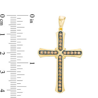 Men's 0.50 CT. T.W. Champagne Diamond "X" Cross Necklace Charm in 10K Gold|Peoples Jewellers